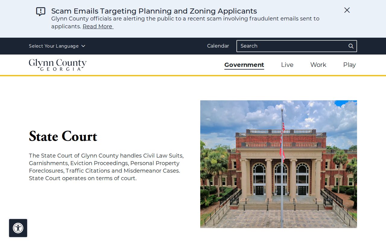 Glynn County warrant check State Court access page