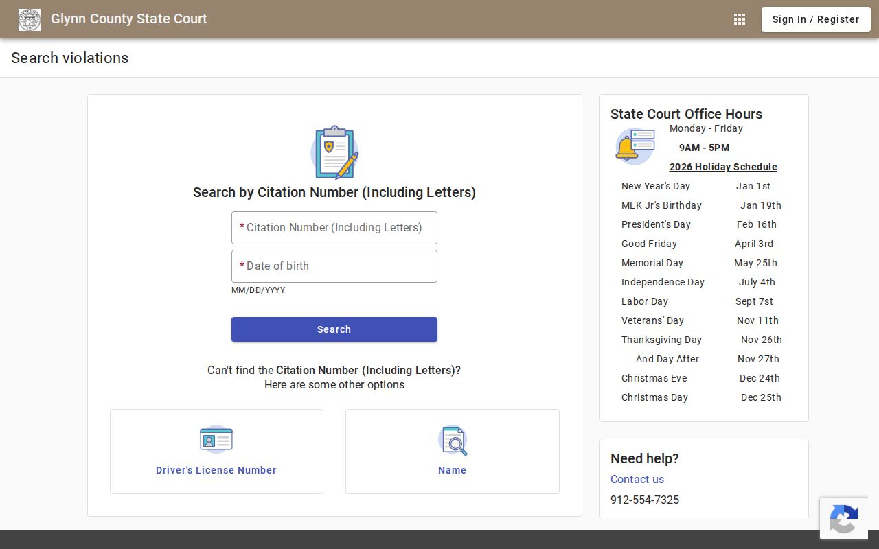 Glynn County active warrant search citation portal distinction